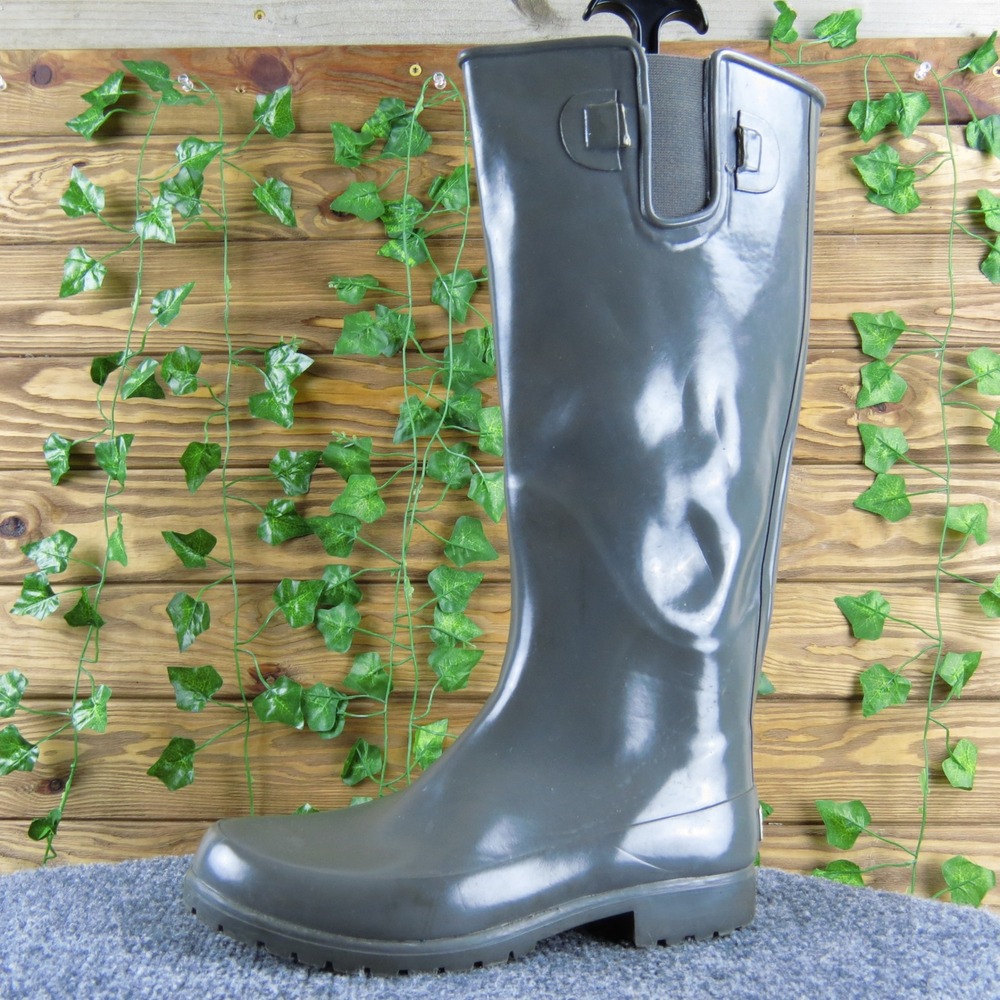 Sperry Top Sider Women's Gray Waterproof Rubber Tall Rain Boots Size 7‎